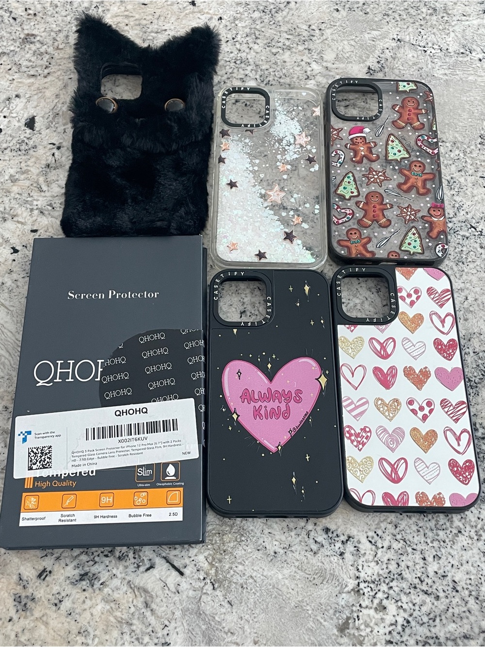 5 Phone cases and screen protector for iPhone 12 Pro new and other